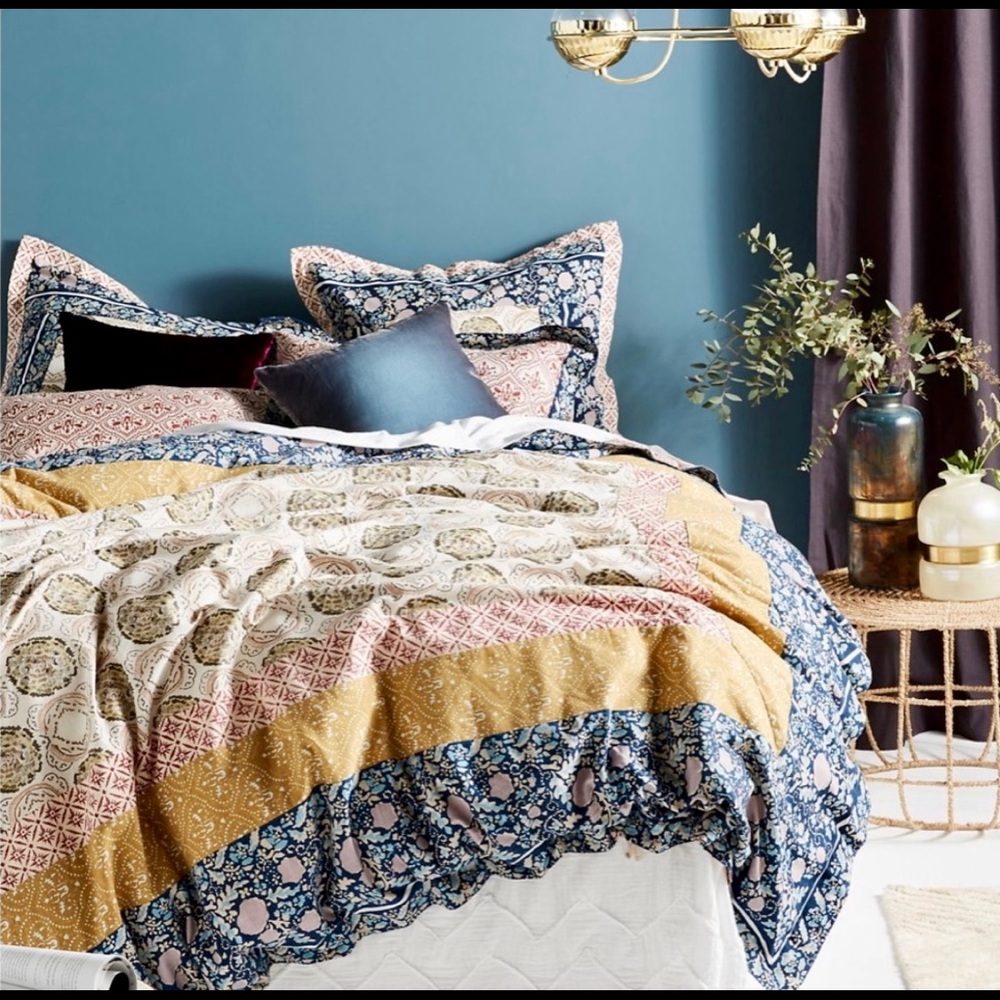 Anthropologie Meguro queen duvet cover & 3 shams